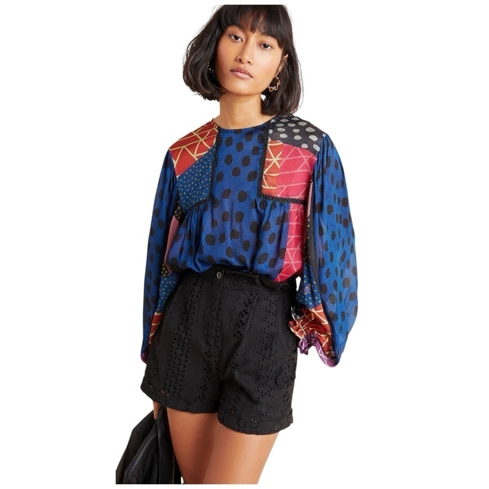 Anthropologie Miranda Blouse Printed Fun‎ Career Top Size Small colorful